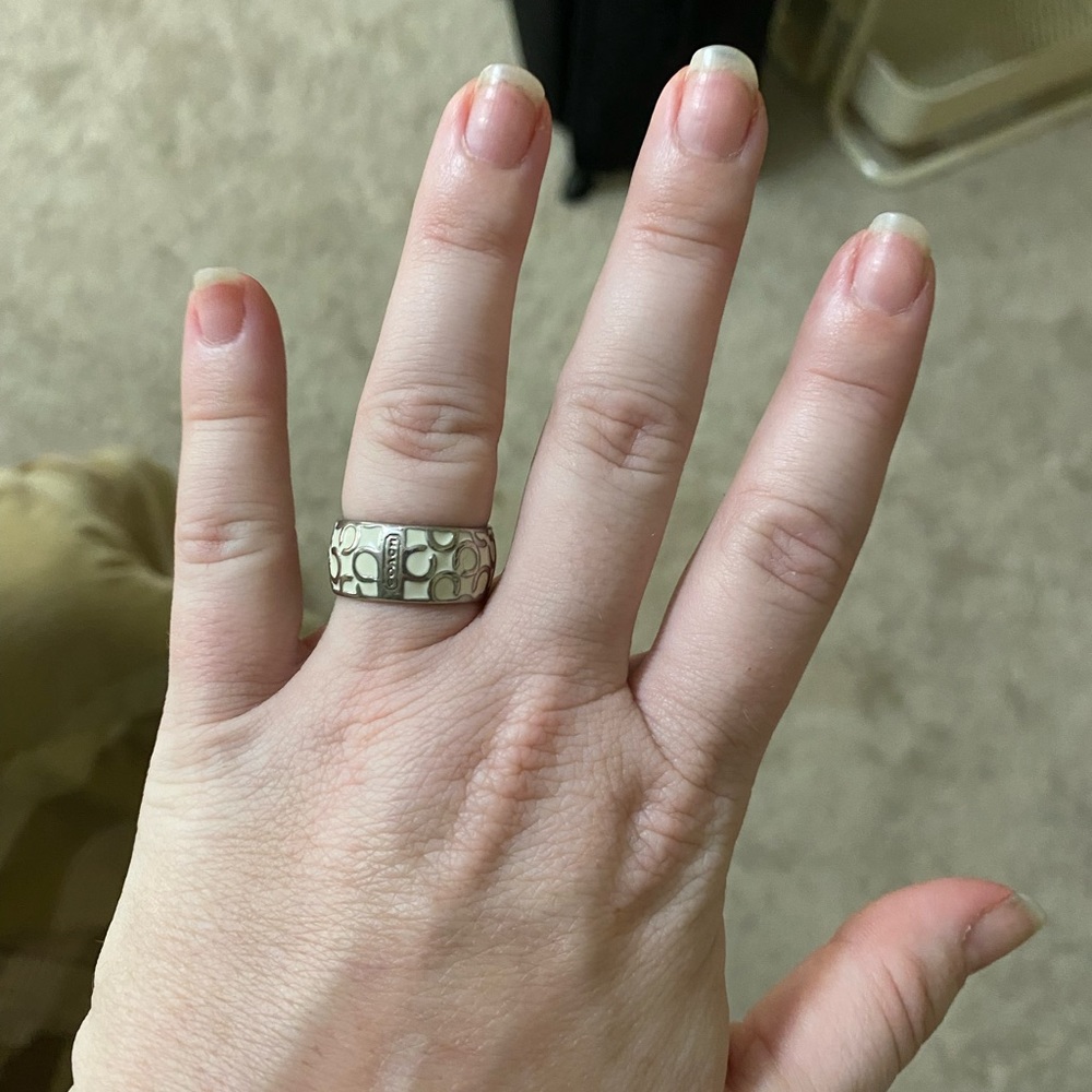 Coach White enamel ring